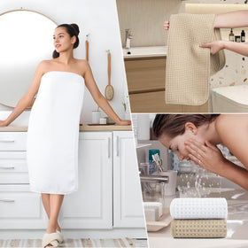 POLYTE satin-edged towels with rounded corners for a smooth touch.