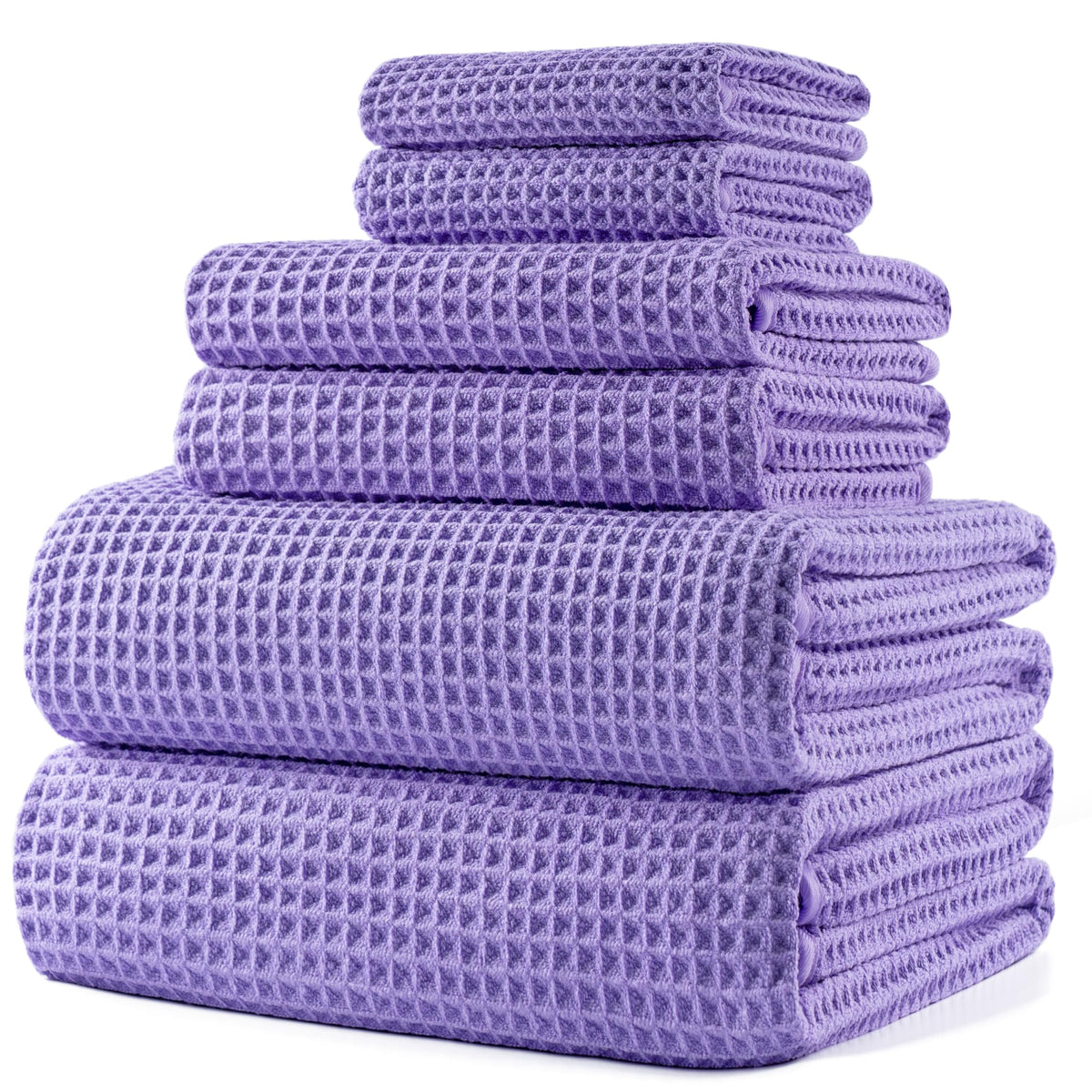 POLYTE waffle bath towel 30x60 dries quickly with plush feel
