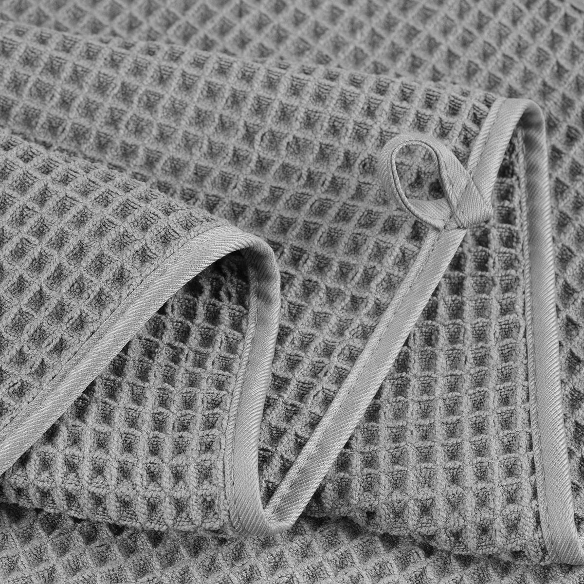 POLYTE waffle weave close-up shows soft, lint-resistant microfiber fibers