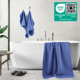 POLYTE washcloth 13x13 with waffle weave for gentle exfoliation.