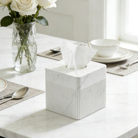Polytree marble ribbed cube close-up shows textured luxury for living spaces