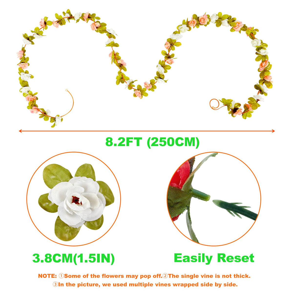 PONKING long 66 ft rose vine when multiple vines are joined