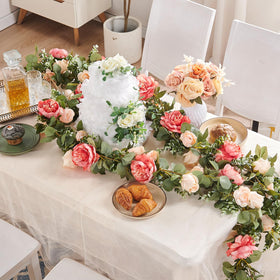 PONKING dark pink rose garland close-up for wedding decor inspiration