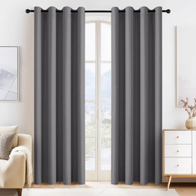 PONY DANCE blackout curtains in grey for bedroom privacy and light control.
