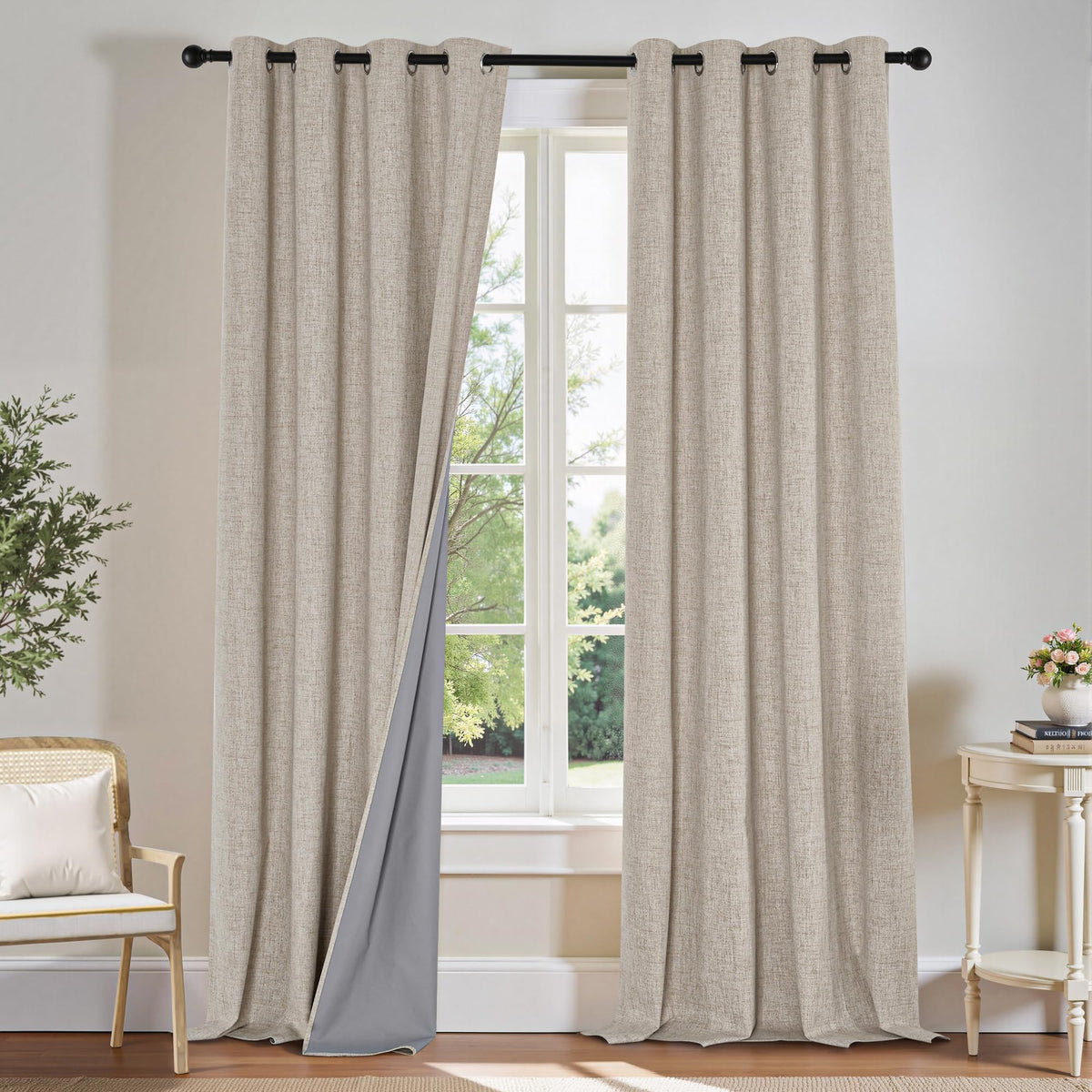 PONY DANCE linen blackout curtains 52x84 inches block light for bedroom privacy.