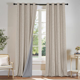 PONY DANCE linen blackout curtains 52x84 inches block light for bedroom privacy.