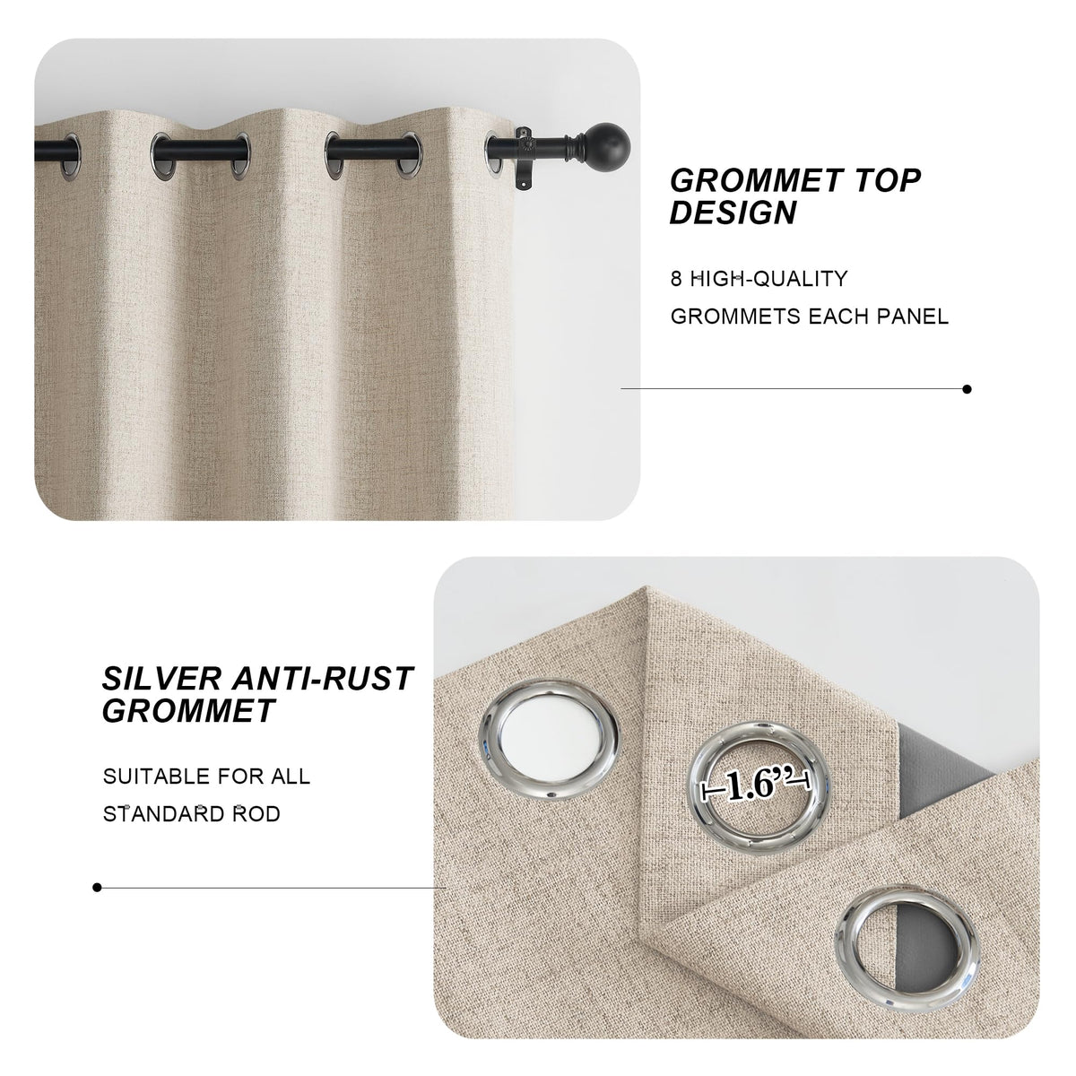 PONY DANCE curtains feature rustproof grommets for long-lasting use.