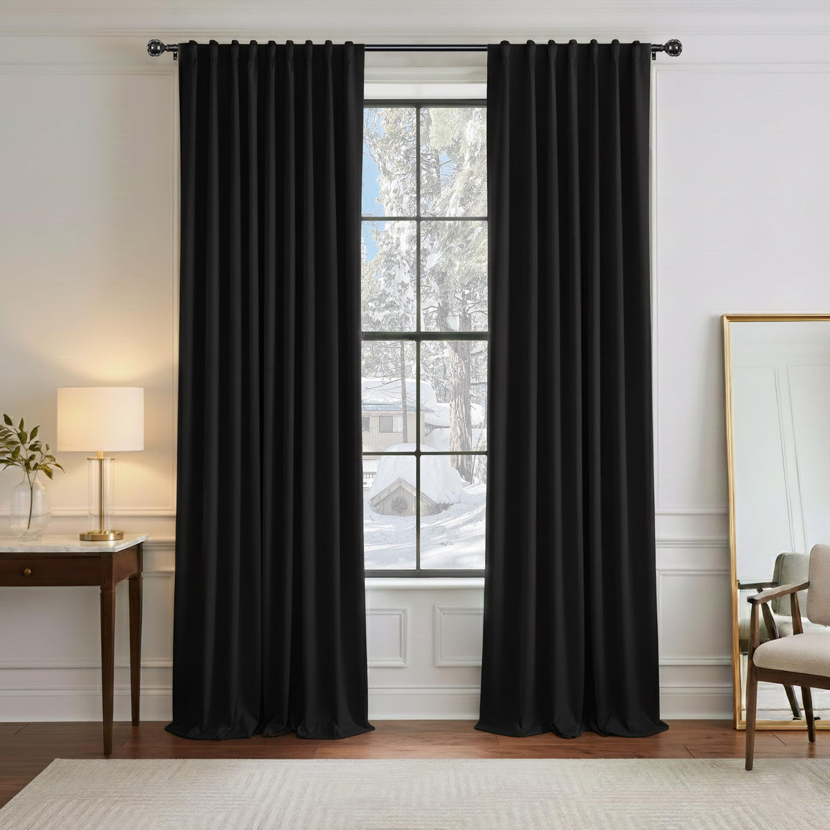PONY DANCE blackout curtains 96 inch setup showing full window coverage for enhanced room darkening