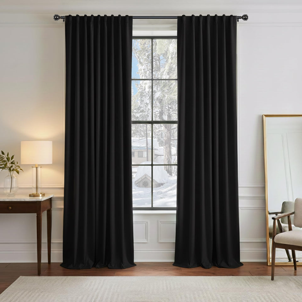 PONY DANCE blackout curtains 96 inch setup showing full window coverage for enhanced room darkening