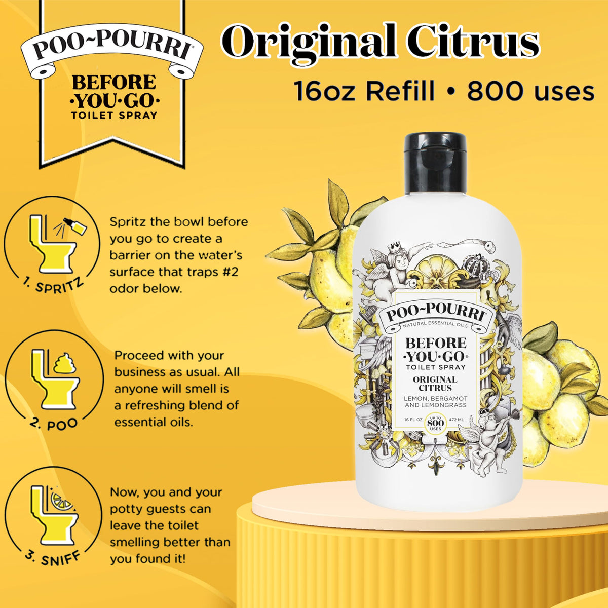 Spray action from Poo-Pourri Before-You-Go helps control odors before use.