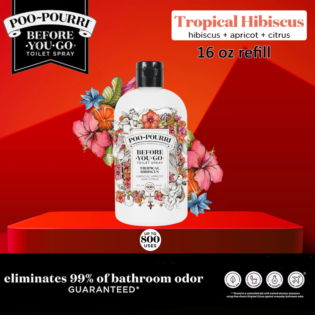 Poo-Pourri essential oils closeup shows natural scent and barrier action.