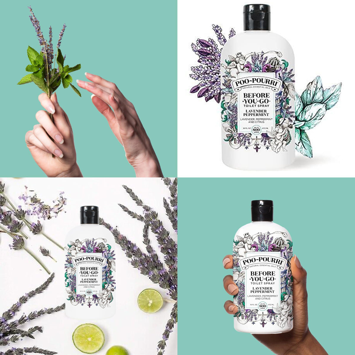 Refill pack shows Poo-Pourri eco-friendly design and easy pour mechanism.