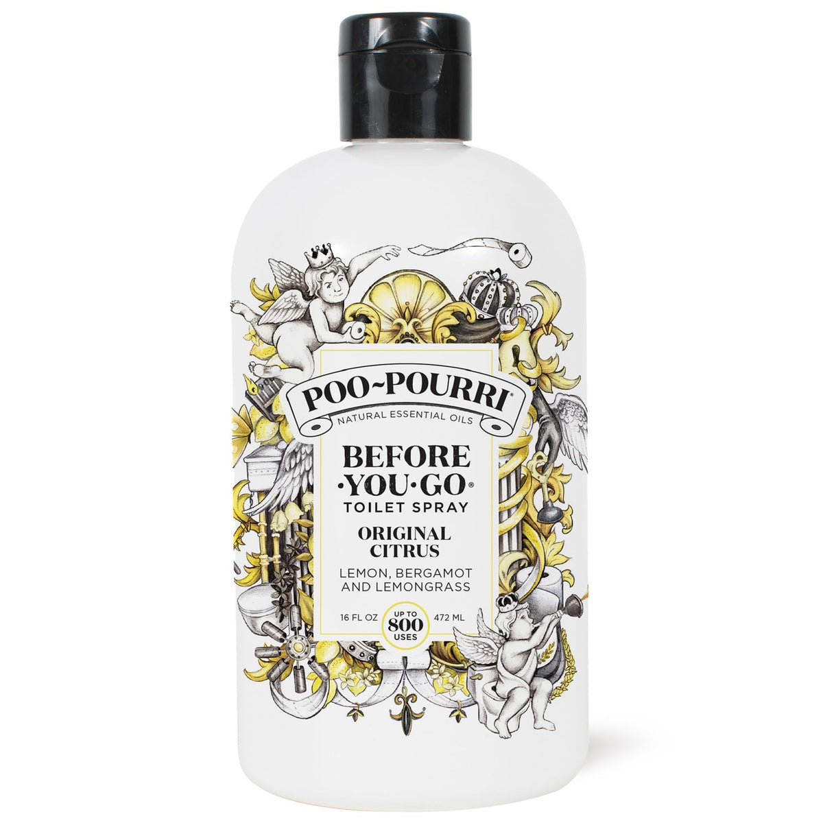 Poo-Pourri Original Citrus bottle ready to prevent bathroom odors.
