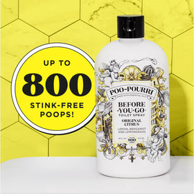 Poo-Pourri Original Citrus refill-pack highlights simple replenishment.