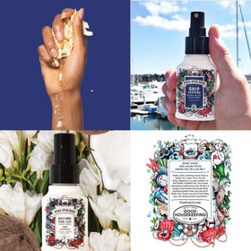 Poo-Pourri Ship Happens bottle with coconut freesia citrus for discreet travel protection