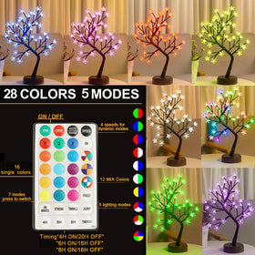 Pooqla 36-LED lit tree centerpiece with vibrant color options for ambience.