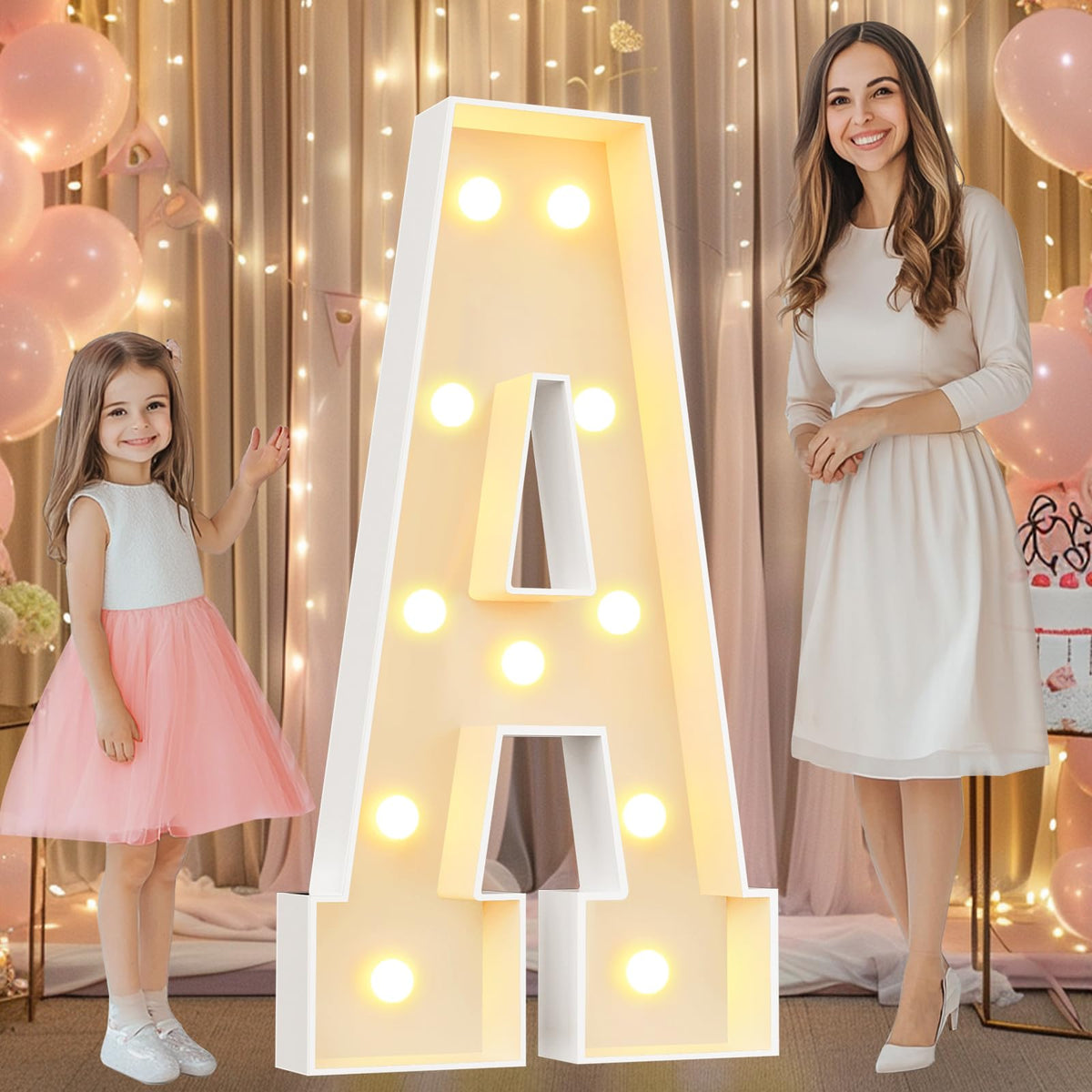 Pooqla 4 ft marquee letter with warm white LEDs for standout event decor