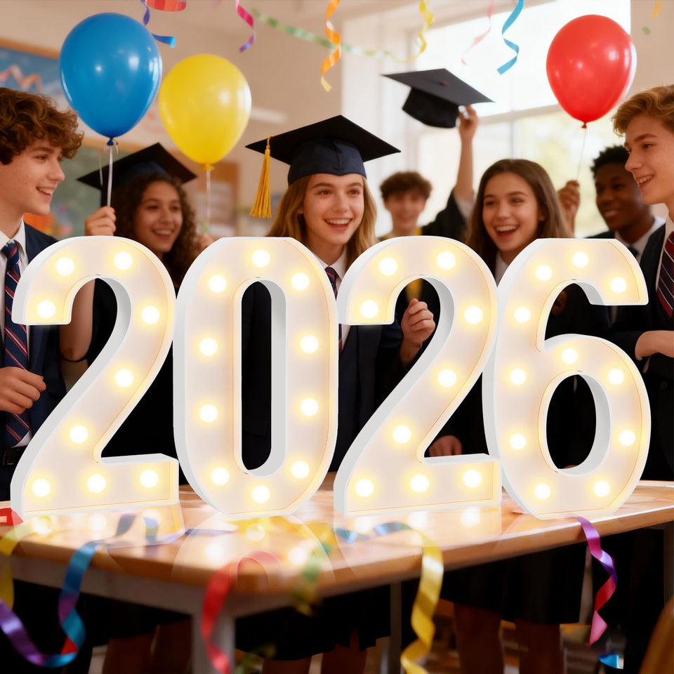 Pooqla Giant 2026 numbers glow for a striking graduation centerpiece.
