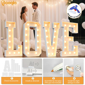 Pooqla giant mosaic frame letter glows for weddings and celebrations