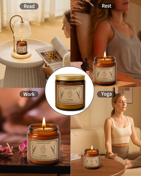 POOTES lavender aromatherapy candle suitable for baths and yoga practices.