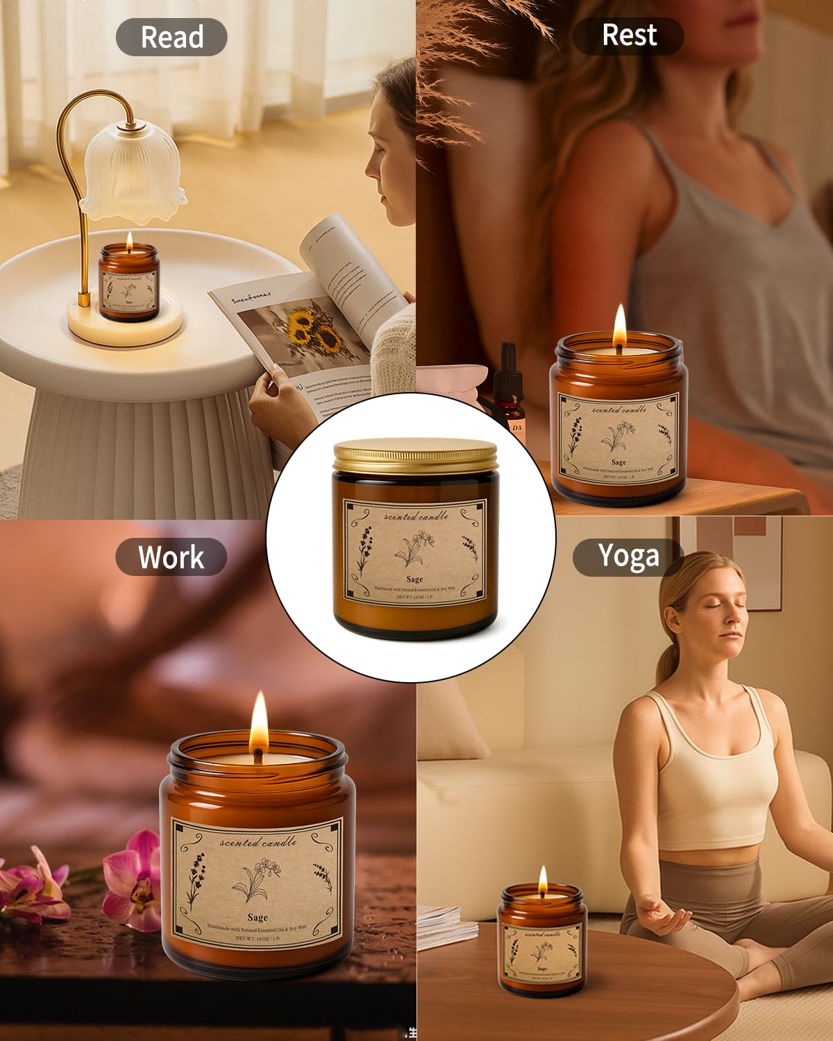 POOTES Sage Candle with lead-free wick promotes safer, better burn.