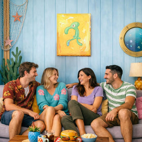 Warm-toned Bold and Brash canvas art adding color to a wall