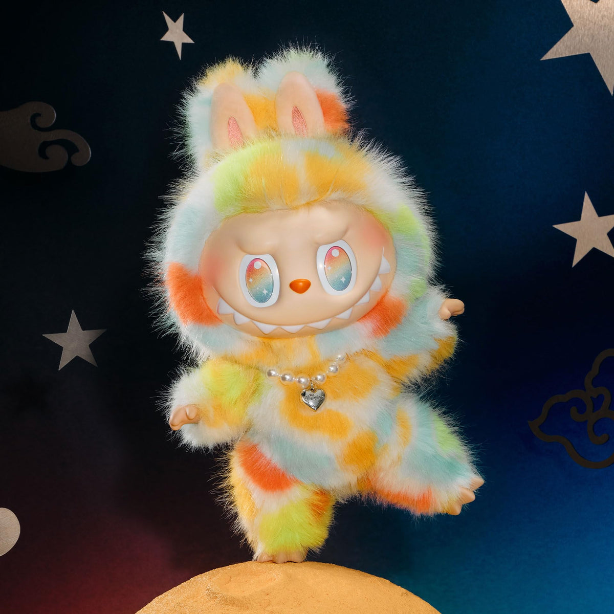 POP MART Monsters Rock the Universe plush on car dash for playful display