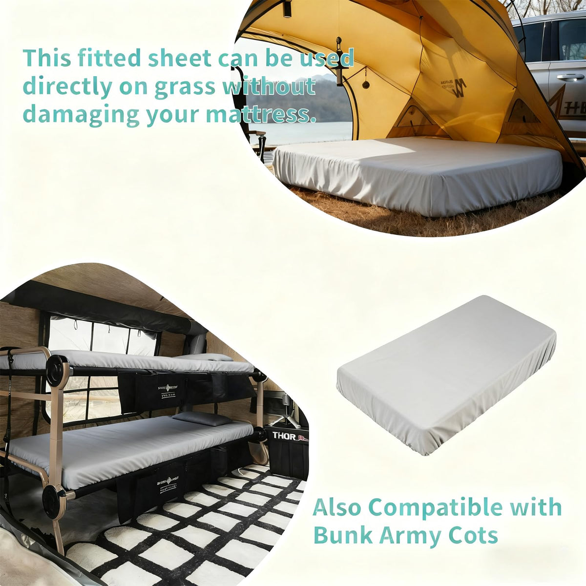 Popfavor army cot sheet suited for camping, guest cots, and trifold mattresses
