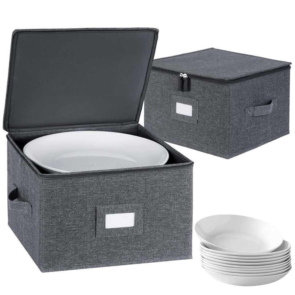 Popoly china storage container hard shell side view shows sturdy construction for portable dish organization