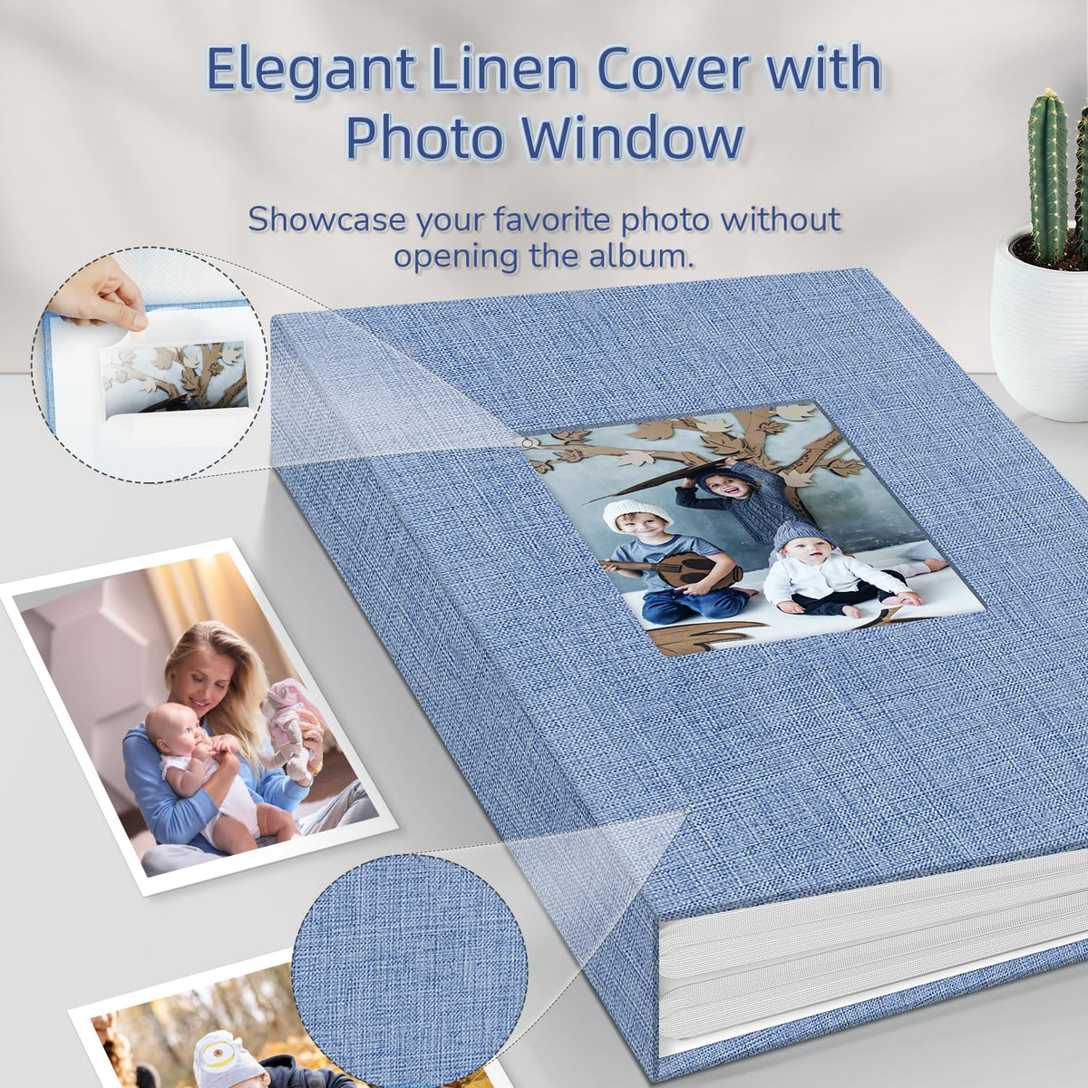 Popotop album showing 300 horizontal pockets for organized, easy-to-view family photos.