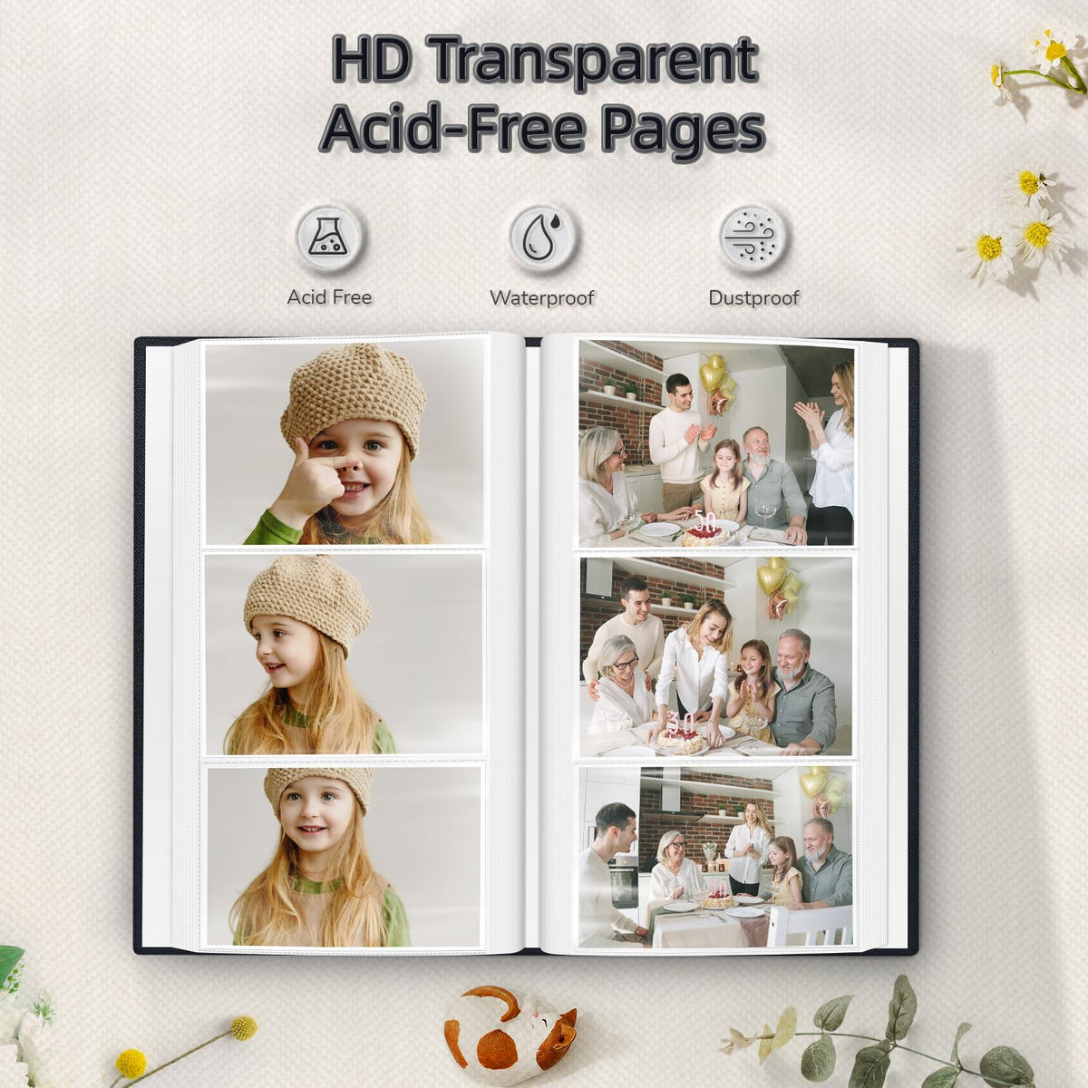 Popotop 300-horizontal-pockets hold 4x6 photos securely.