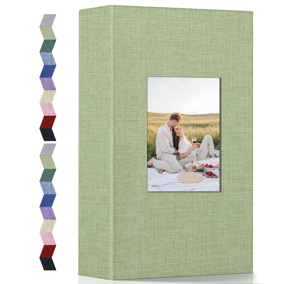 Popotop photo album with cover window showing customizable memory display