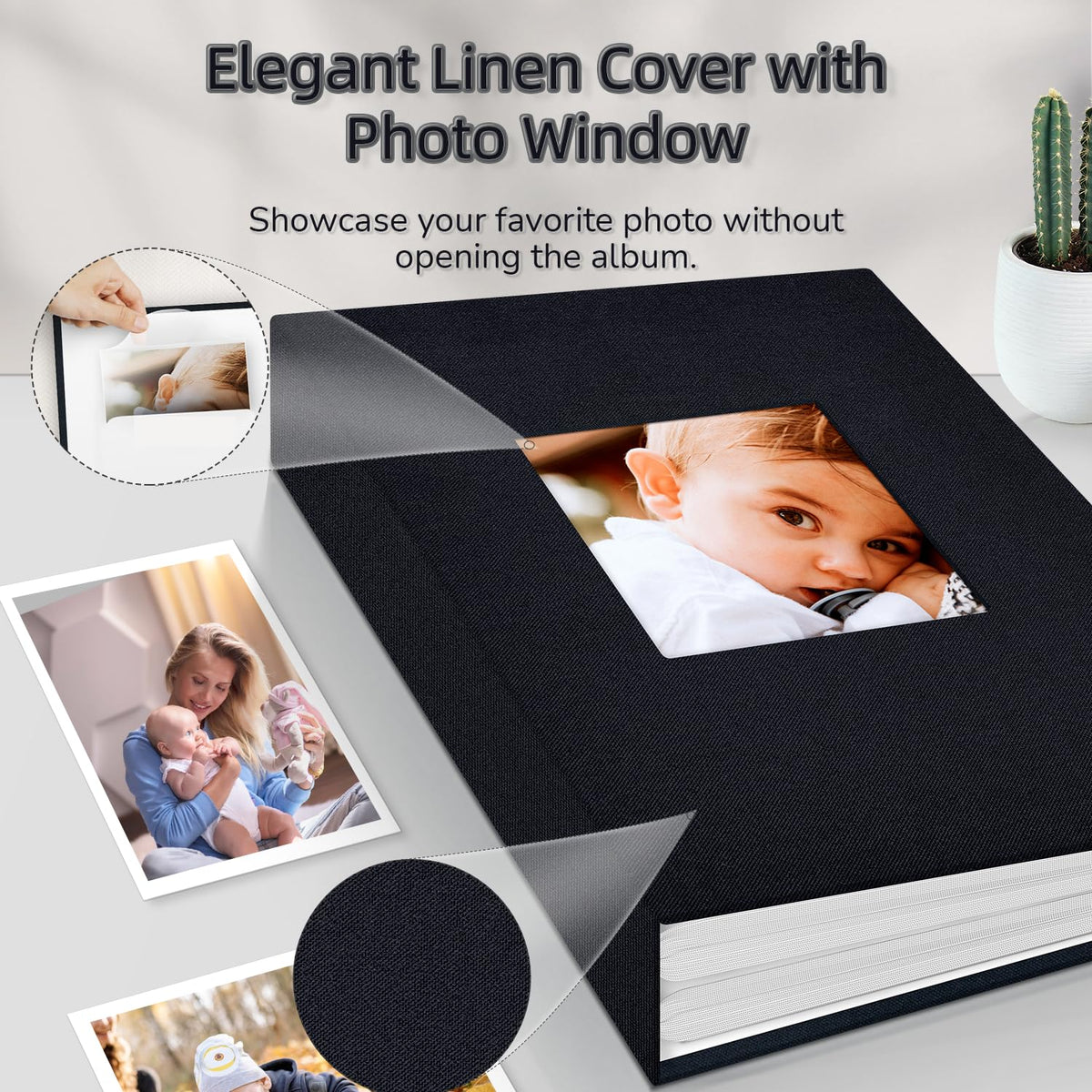 Popotop photo album cover window for personalized display.