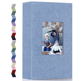 Popotop photo album with linen cover and window for personalized keepsakes, safe memory storage.