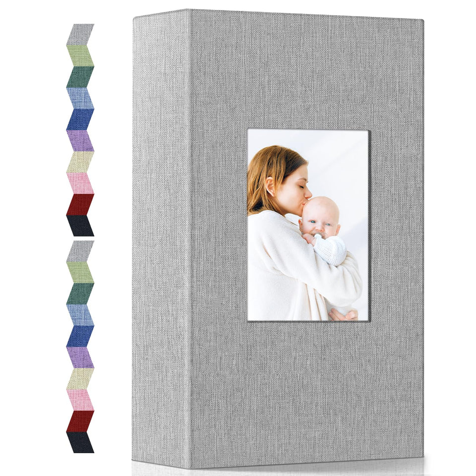 Popotop photo album with linen cover and a photo display window