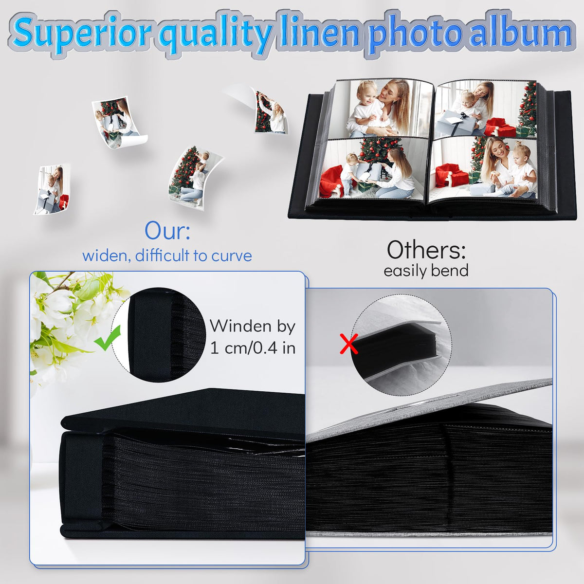 Popotop reinforced spine keeps pages flat as memories grow.