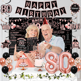 PopularLdo Happy 80th Birthday banner acts as a focal point.