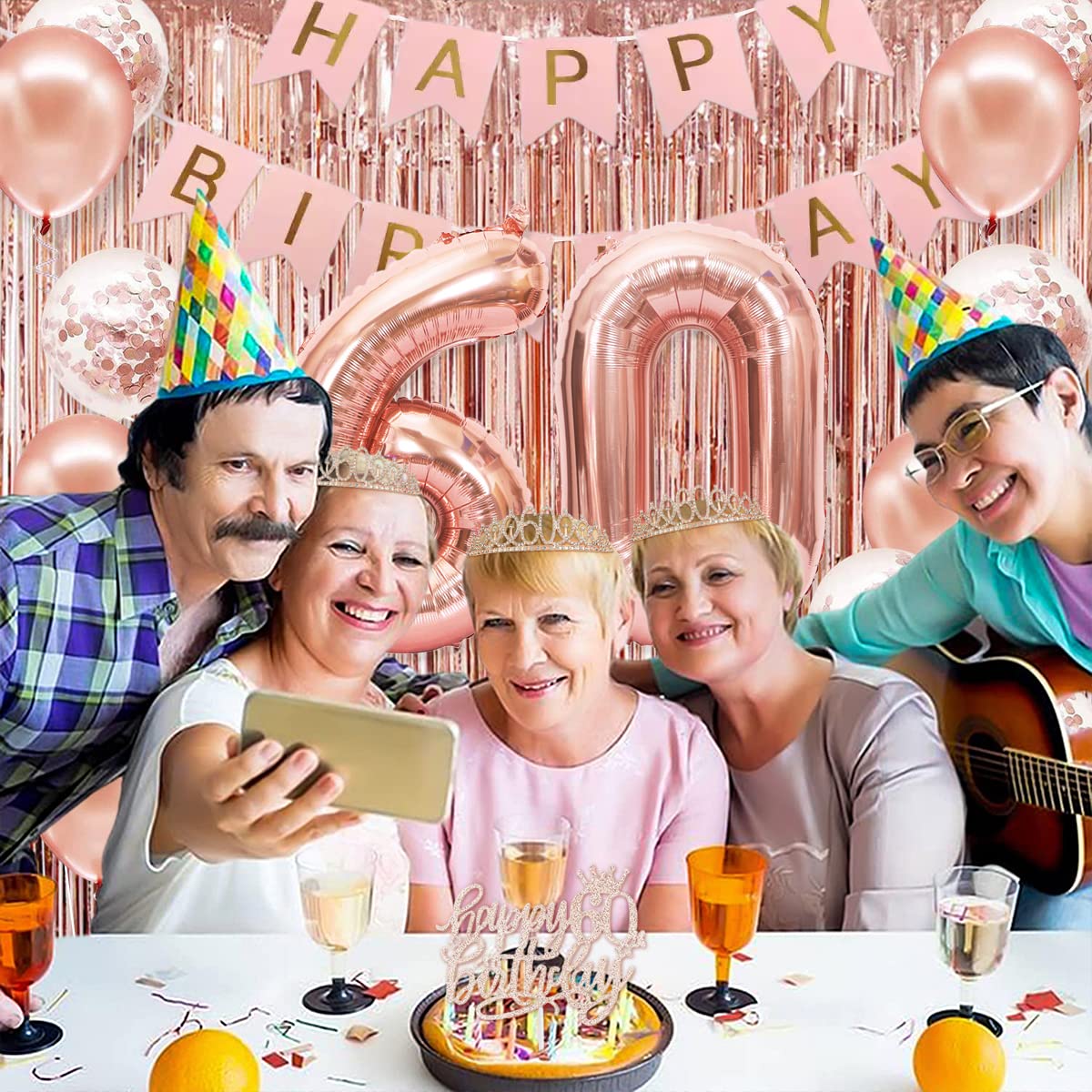 PopularLdo rose gold 60 balloon (40 inch)—bold milestone numeral for center stage decor.