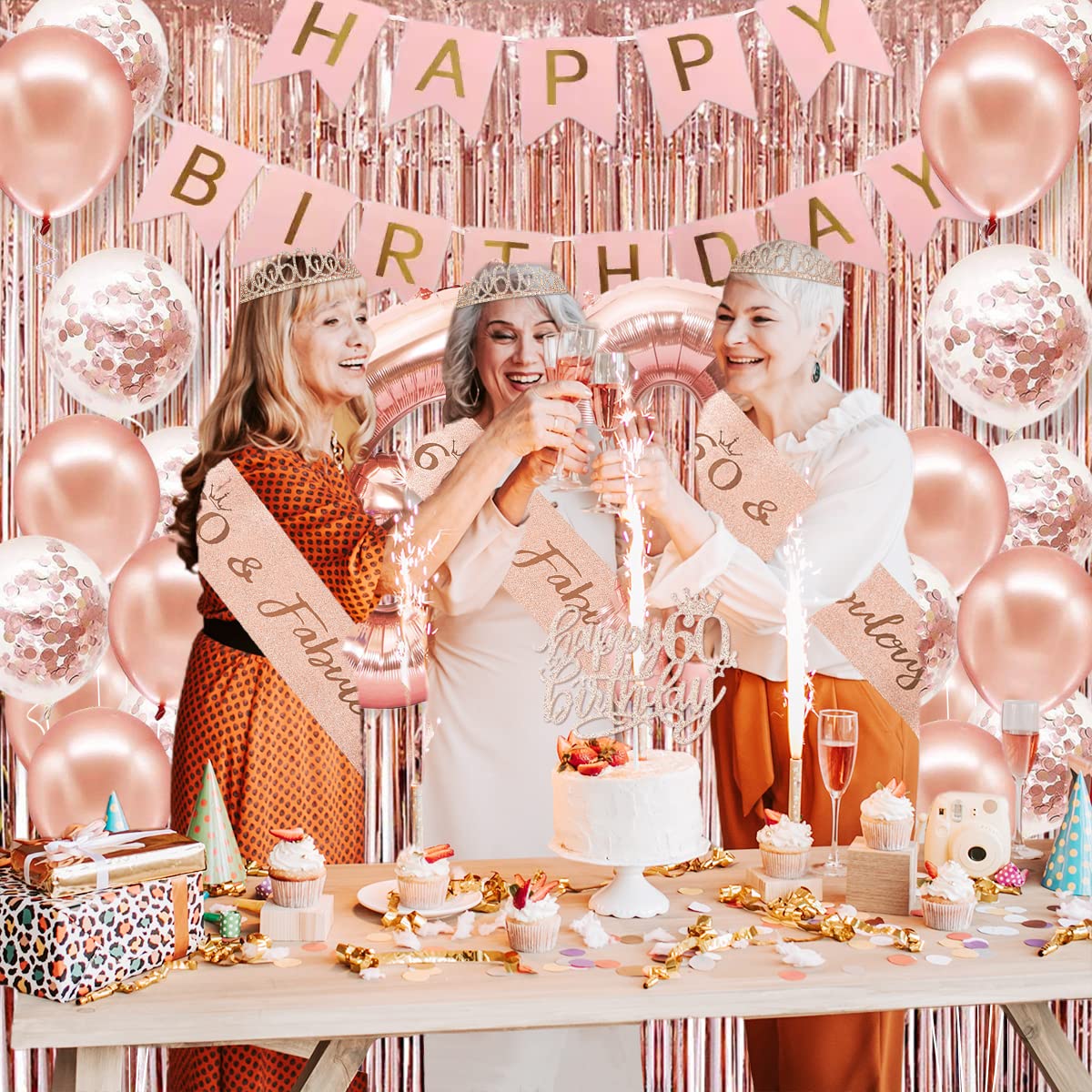 PopularLdo rose gold tassel fringe curtain—glam entryway backdrop for photos.