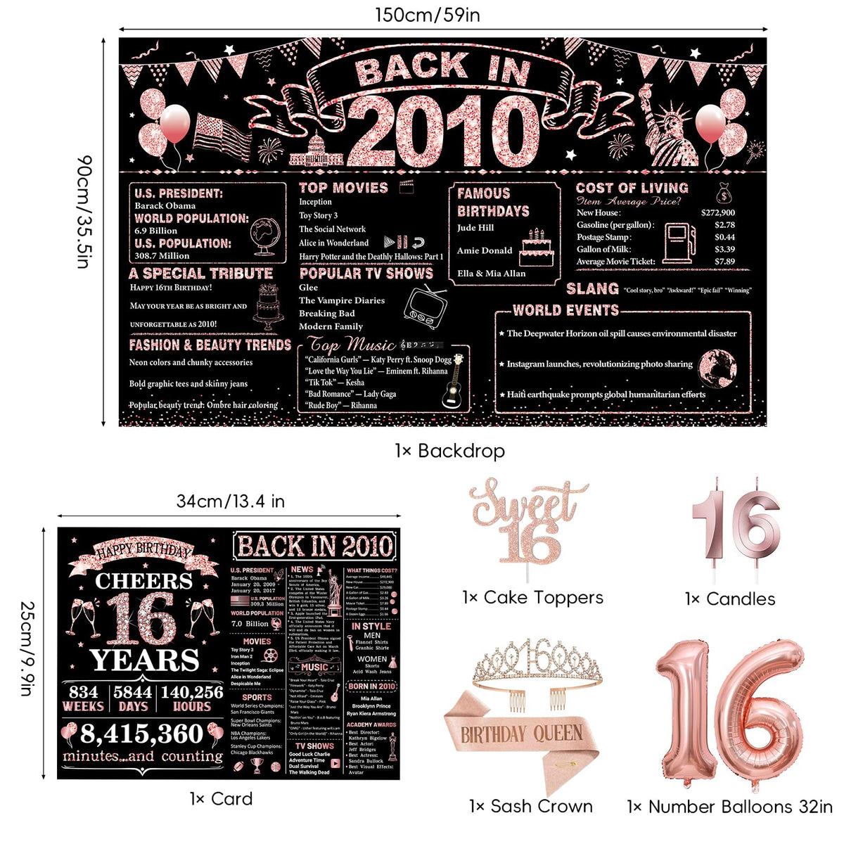 PopularLdo banner in black and rose gold enhances party decor