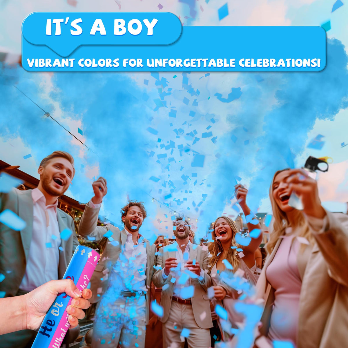 Popuparty blue confetti cannons pack bursting vibrant blue confetti for photos