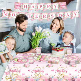 Poqirzan floral Mother’s Day tablecloth enhances pink theme for tables