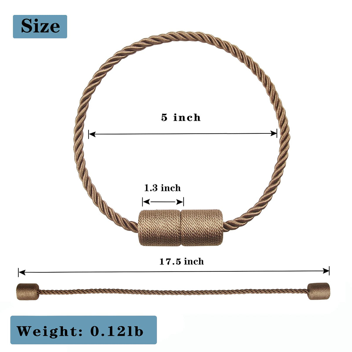 Porlau khaki magnetic tiebacks on drapes demonstrate easy clip and secure hold