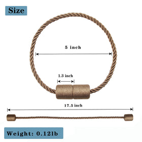 Porlau khaki magnetic tiebacks on drapes demonstrate easy clip and secure hold