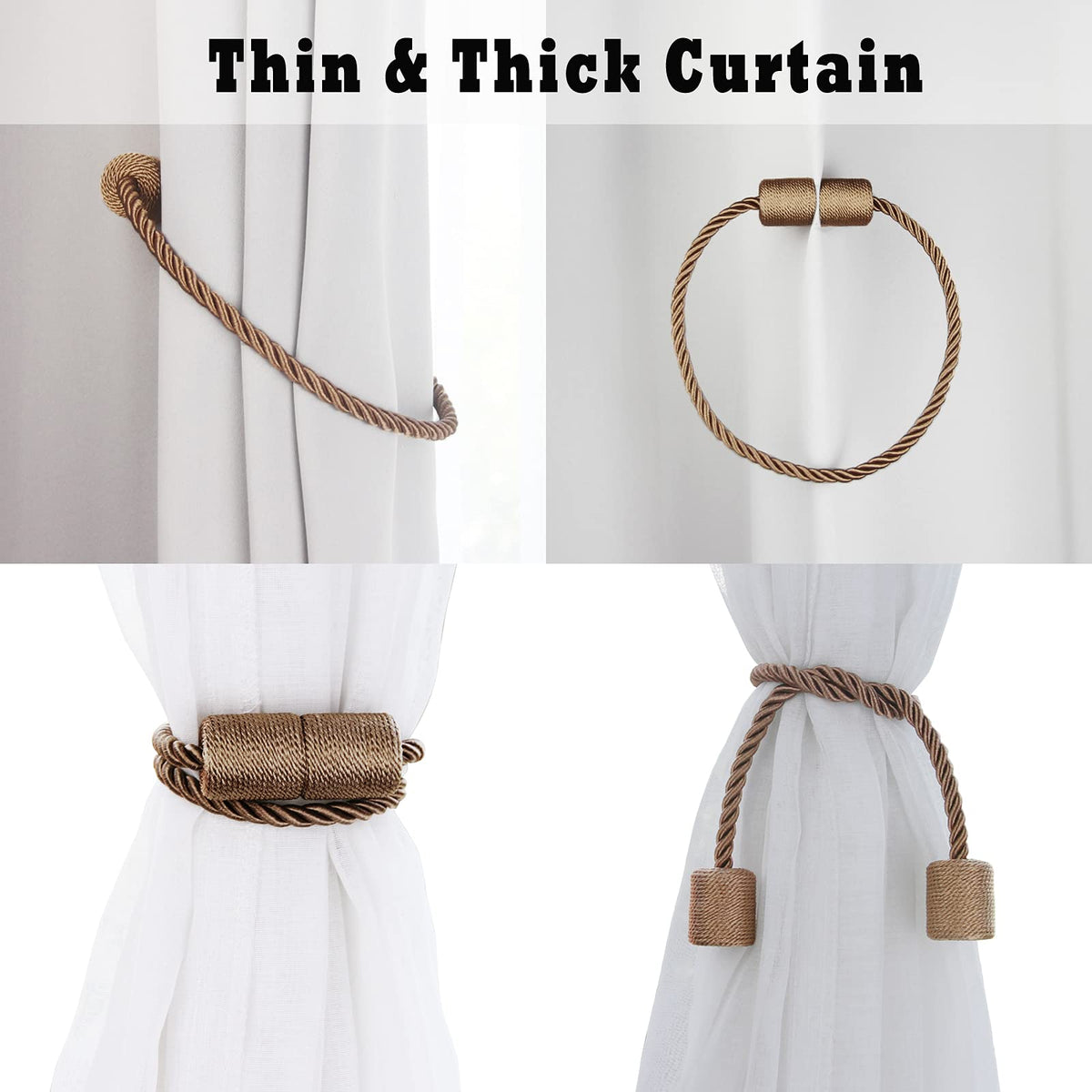 Porlau khaki tiebacks emphasize soft weave and snag-free curtain styling