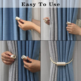Porlau beige outdoor-ready holdbacks keep drapes in place without wall damage.