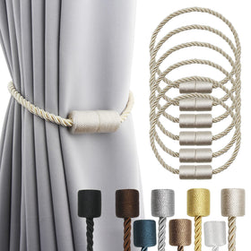 Porlau beige strong magnetic curtain tiebacks secure drapes neatly.