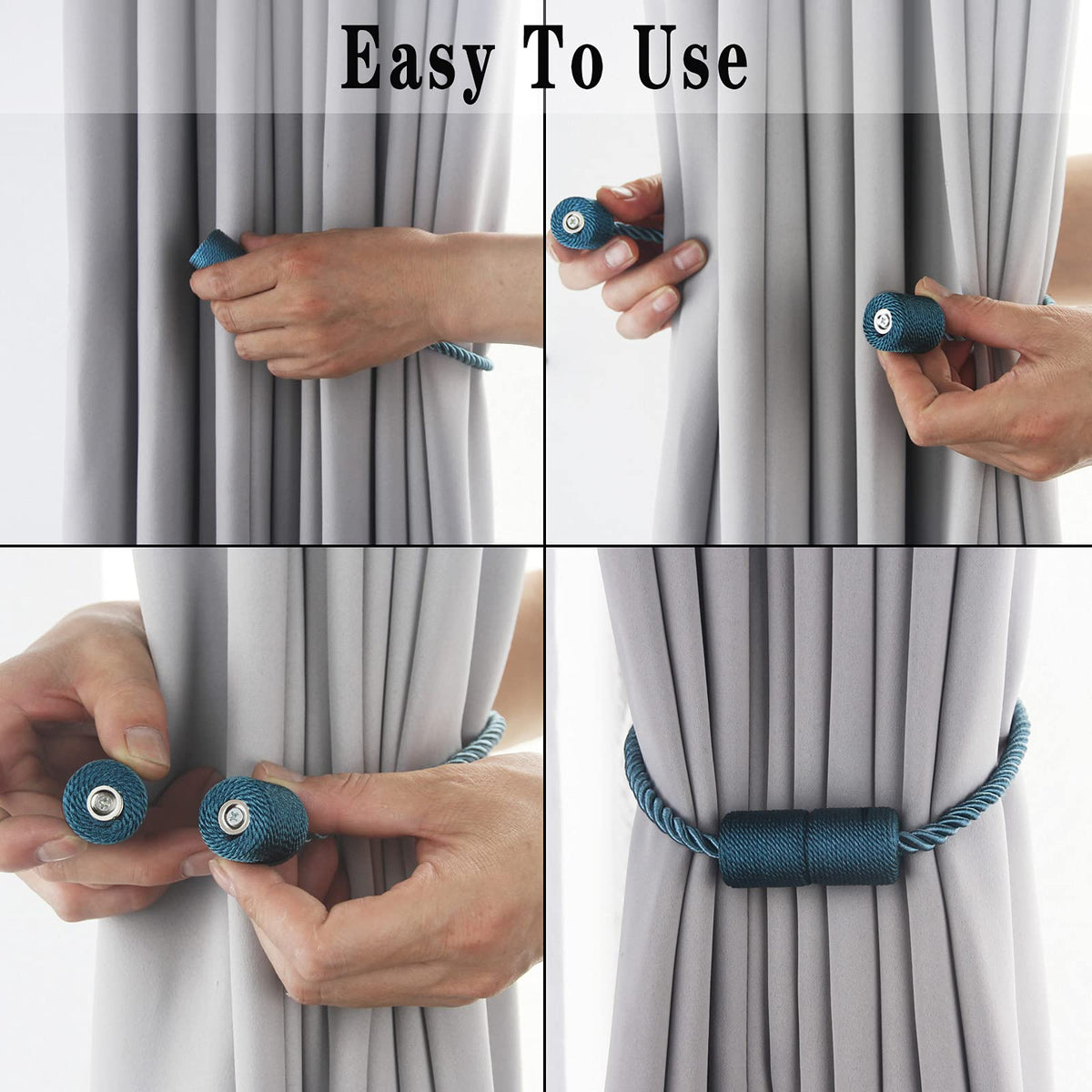Porlau modern clip-style curtain holdbacks simplify drapery management.
