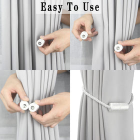 Porlau white magnetic curtains holdbacks clip easily without fabric damage