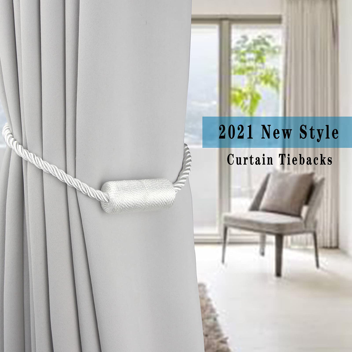 Porlau rope-style tiebacks blend modern decor with practical hold